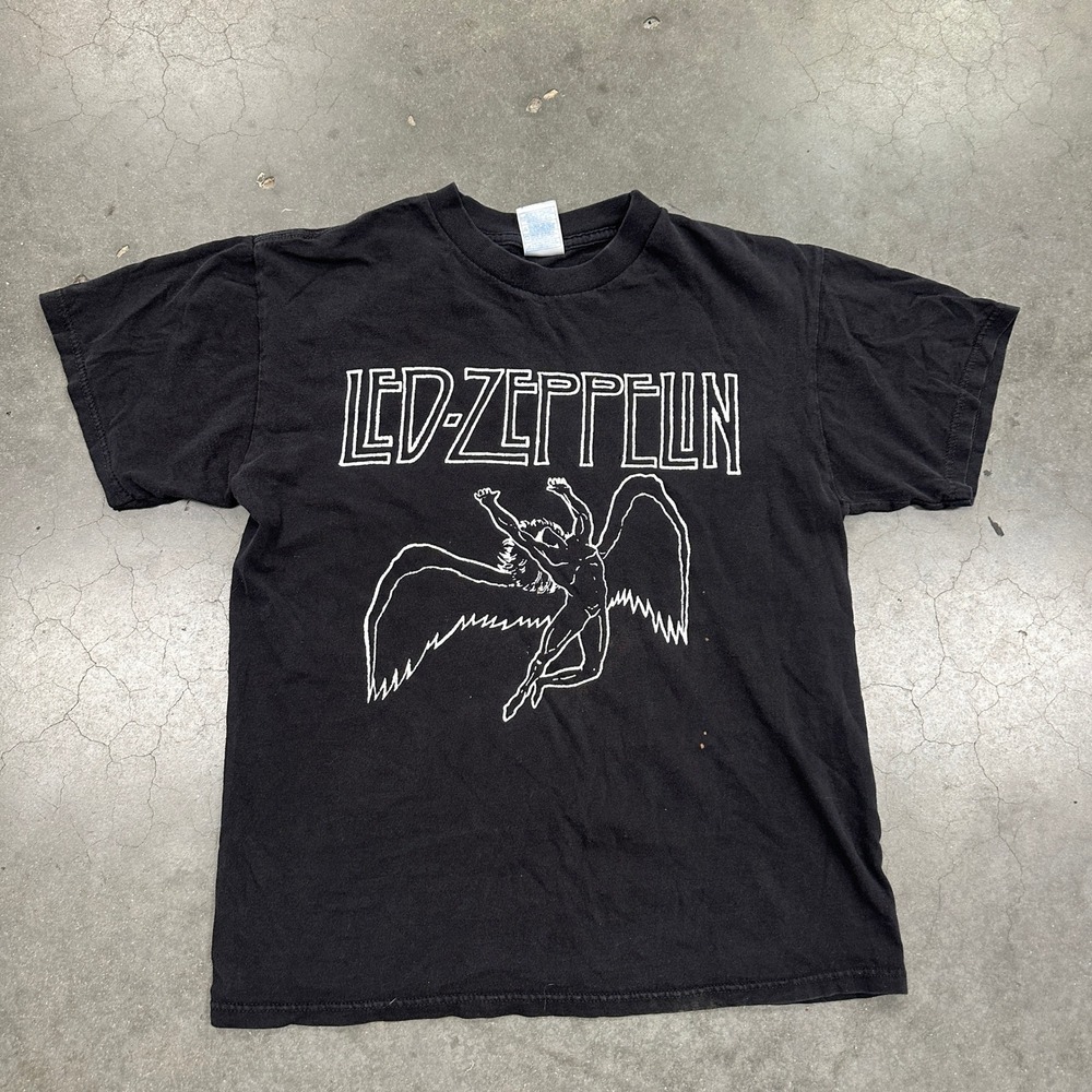 Vtg Led Zeppelin Icarus Swan Song Graphic T-Shirt Mens M Black Tennessee River